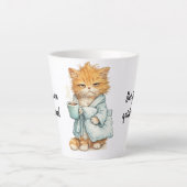 Tasse Latte Si Hay Que Triunfar Grumpy Orange Cat Custom Quote (Devant)