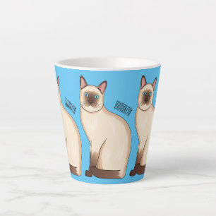 Tasse Latte Siamese cat cartoon