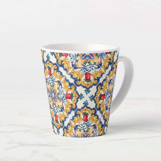 Tasse Latte Sicilienne Majolica Motif de carreaux colorés (Angle droit)