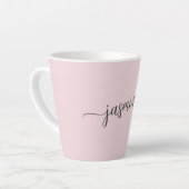 Tasse Latte Signature de nom de monogramme rose blush minimali (Angle gauche)
