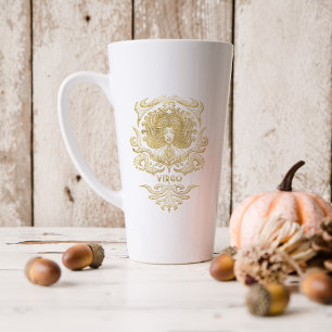 Tasse Latte Signe astrologique Vierge doré   Monogramme