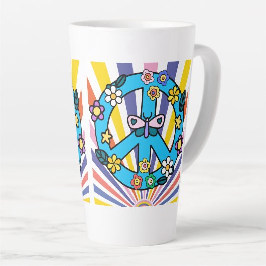 Tasse Latte Signe de paix rétro (Angle droit)