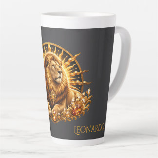 Tasse Latte Signe du zodiaque Lion gris or personnalisé