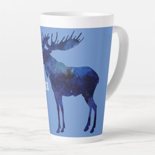 Tasse Latte Silhouette d'orignal céleste sur mesure (Angle droit)