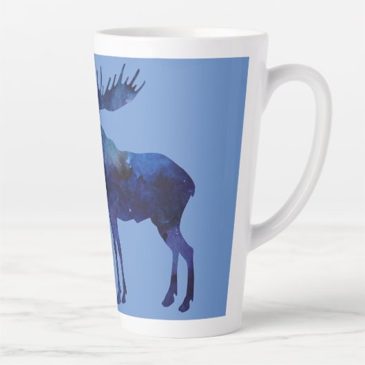 Tasse Latte Silhouette d'orignal céleste sur mesure (Droite)