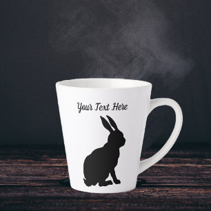 Tasse Latte Silhouette noire assise profil côté lapin