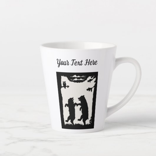 Tasse Latte Silhouette noire Deux ours dansants Hibou des arbr (Droite)