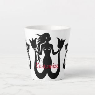 Tasse Latte Silhouette Tonnerre_Cove de sirène à deux queue