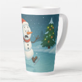 Tasse Latte Silly Snowman Ice Skating on Christmas Eve (Angle droit)