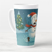 Tasse Latte Silly Snowman Ice Skating on Christmas Eve (Angle gauche)