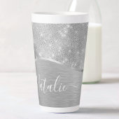 Tasse Latte Silver Glitter Glam Bling Personalized
