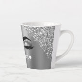 Tasse Latte Silver Glitter Sparkle Eyelashes Monogram (Droite)