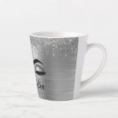 Tasse Latte Silver Glitter Sparkle Eyelashes Monogram (Droite)