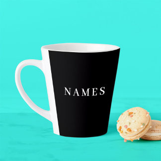Tasse Latte Simple Black Custom Ajouter Votre Nom Élégant