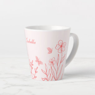 Tasse Latte simple corail rose botanique