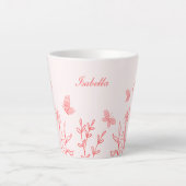 Tasse Latte simple corail rose botanique (Devant)
