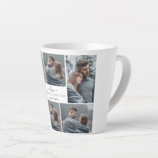 Tasse Latte Simple Elegant Love valentine's day couple photo (Angle droit)