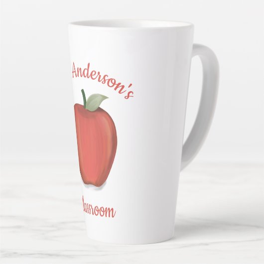Tasse Latte Simple Enseignant Rouge Apple Cute School Custom (Angle droit)