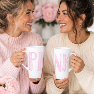 Tasse Latte Simple Fun Aquarelle Rose