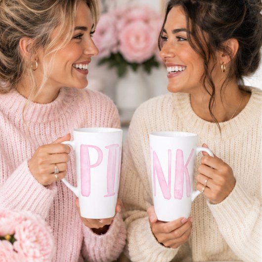 Tasse Latte Simple Fun Aquarelle Rose