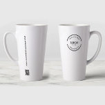 Tasse Latte Simple Givaway Business Logo Code QR personnalisé<br><div class="desc">Faites la promotion de votre marque grâce à ce logo commercial Simple Giveaway QR Code Custom Latte Mug. Parfait pour les cadeaux d'entreprise, les cadeaux de vacances, les cadeaux de vacances ou les marchandises promotionnelles, cette tasse en latte comprend votre logo d'entreprise personnalisé et un code QR scannable, ce qui...</div>