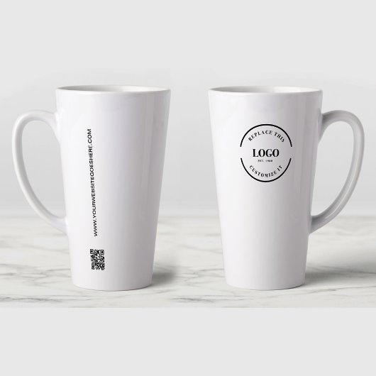 Tasse Latte Simple Givaway Business Logo Code QR personnalisé