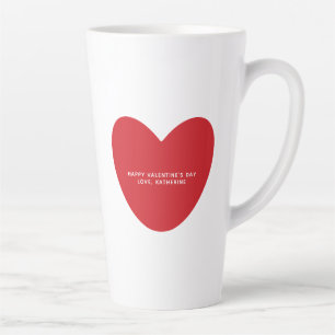 Tasse Latte Simple mignon coeur rouge personnalisé Saint Valen