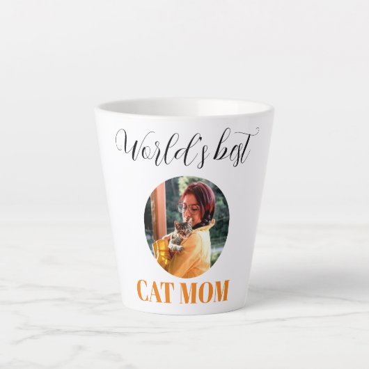 Tasse Latte Simple mignonne Monde meilleur chat maman photo (Devant)