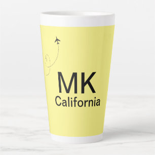 Tasse Latte Simple minimal monogram add text travel plane phot