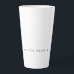 Tasse Latte Simple minimaliste simple élégant blanc moderne<br><div class="desc">Ce modèle, au design extrêmement simple, esthétique et accrocheur, reflétera votre personnalité. La sélection soignée des lettres, la police utilisée et la valeur sombre des lettres sont le produit d'un goût très délicat. Quiconque voit ce modèle peut le sentir immédiatement.</div>