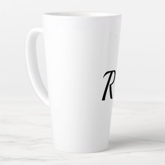 Tasse Latte simple minimum ajouter votre texte monogramme phot (Angle gauche)