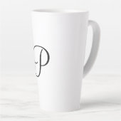 Tasse Latte simple minimum ajouter votre texte monogramme phot (Angle droit)
