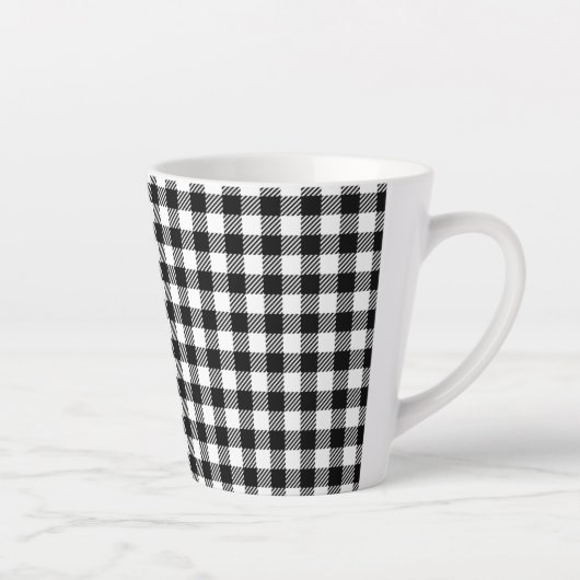 Tasse Latte Simple Monochrome Buffalo Plaid Pattern (Droite)