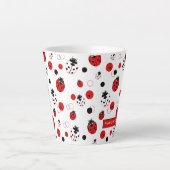 Tasse Latte Simple Motif Ladybug rouge, noir et blanc (Devant)