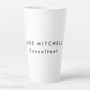 Tasse Latte Simple Plat tendance Blanc Professionnel Créatif