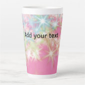 Tasse Latte Simple rouge rose étincelant étoiles ajouter votre (Devant)