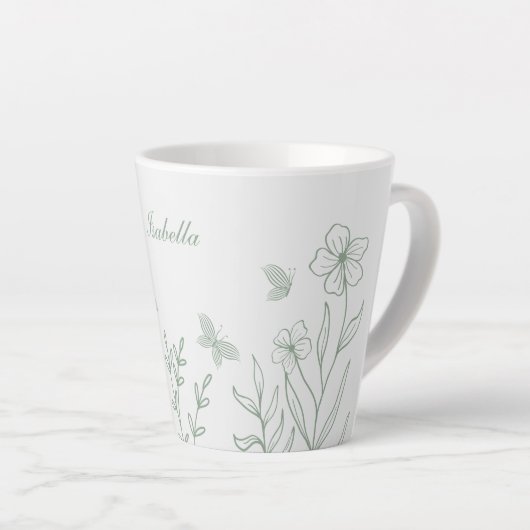 Tasse Latte Simple vert sauge botanique  (Angle droit)