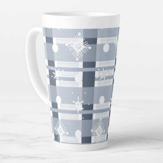 Tasse Latte Simples flocons de neige bleu géant Plaid (Angle gauche)