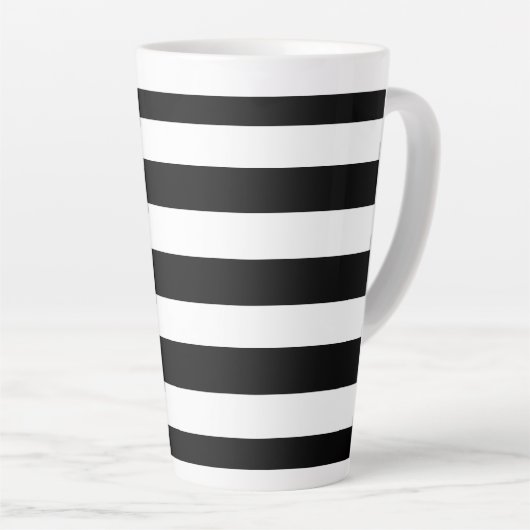 Tasse Latte Simples rayures noir et blanc | (Angle droit)