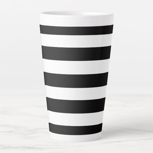 Tasse Latte Simples rayures noir et blanc | (Devant)