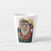Tasse Latte Singe Éclectique avec Perles, Chic Max
