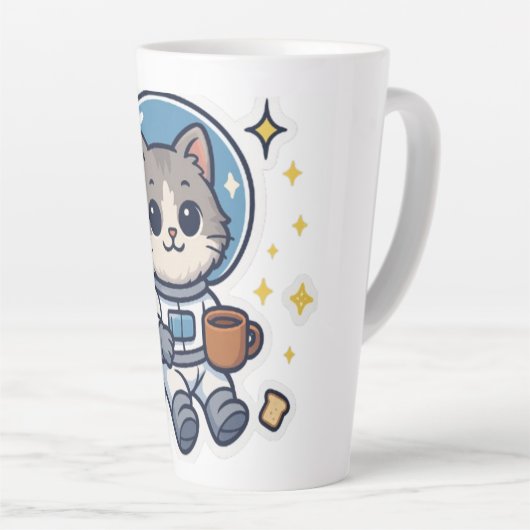 Tasse Latte "Sips Galactiques - Spatiale Cat Tea Break" (Angle droit)