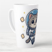 Tasse Latte "Sips Galactiques - Spatiale Cat Tea Break" (Angle gauche)