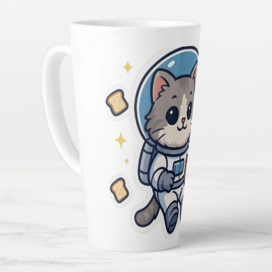 Tasse Latte "Sips Galactiques - Spatiale Cat Tea Break" (Angle gauche)