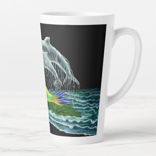 Tasse Latte Sirène avec dauphins (Droite)