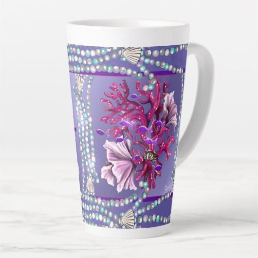 Tasse Latte Sirène de mer violette (Angle droit)