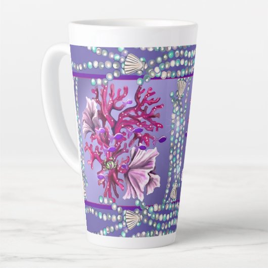 Tasse Latte Sirène de mer violette (Angle gauche)