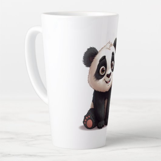 Tasse Latte Sitting Panda Bear Cartoon Illustration Artwork (Angle gauche)