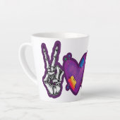 Tasse Latte Skeleton Citrouille Peace Love Halloween (Angle gauche)