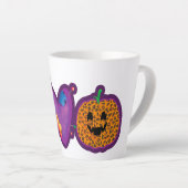 Tasse Latte Skeleton Citrouille Peace Love Halloween (Angle droit)